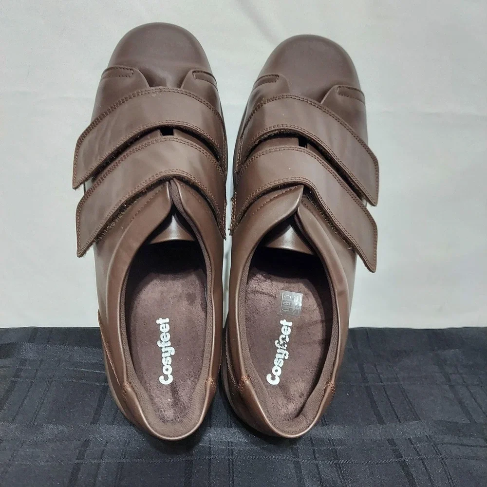 Cosyfeet Men's Bart Shoes Wide Fit 3H Brown Leather Shoes Size 12.5